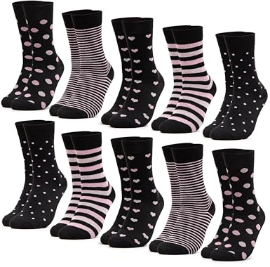 Occulto färgglada strumpor kvinnor 10 pack (modell: Rita) Svart rosa 39-42