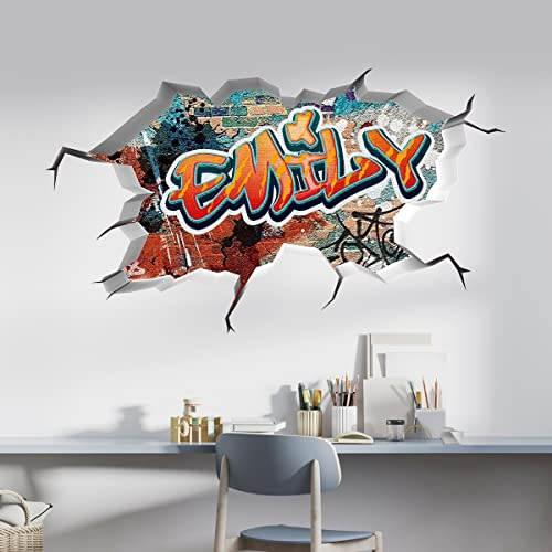 tjapalo® pkvr25 3D Wandtattoo Graffiti Name Wandaufkleber Kinderzimmer Mädchen wandtattoo Teenager Mädchen Cooles Wandtattoo Kinderzimmer Name, Größe: B100xH58cm