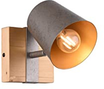 lightling Wandleuchte Ben, Vintage Wandlampe oder Deckenlampe mit Schirm in Nickel Antik, Innen Gold, Wandstrahler mit Korpus aus Holz und Metall, exkl. 1 x E14 (max. 28W), Höhe: 11cm, Breite: 11cm