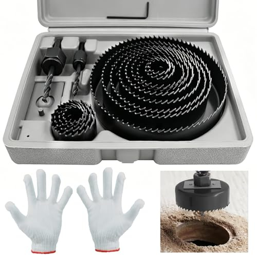 Wkmamo 21 Stück Lochsägen Set,Bohrkrone, Karbonstahl 19-127 mm,Lochs?genschneider-Set, Downlights, Bohrer-Bits für Holz, Gipskarton, Kunststoff