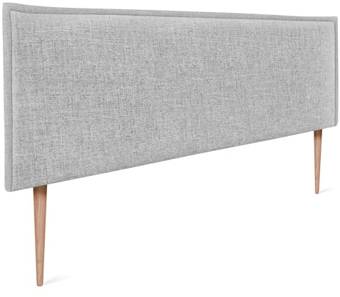 DHOME Kopfteil aus natürlichem Leinen einfarbig mit Paspelierung für Bett Schlafzimmer modernes Top Trend (Hellgrau, 150x105cm Mit Füßen (Betten 150/160))