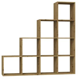 CDF Raumteiler Regal 153 cm mit 10 offenen Fächern großes Würfelregal Standregal Aufbewahrung Wohnzimmer Büro Kinderzimmer Holzoptik quadratische Fächer - Eiche Sonoma