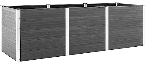 vidaXL Garten-Hochbeet Grau 300x50x91 cm WPC