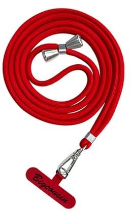 Bigcousin Tour de Cou Telephone Universelle,Réglable Amovible en Nylon Pendentifs Collier de Longe Porte-clés Cordon pour Plupart de Téléphones Intelligents,Rouge