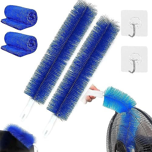 2Pcs Flexible Fan Dusting Brush,Multi Purpose Crevice Fan Cleaning Brushes,Microfiber Dust Collector,for Fan Blind Non-disassembly Cleaning (Blue)