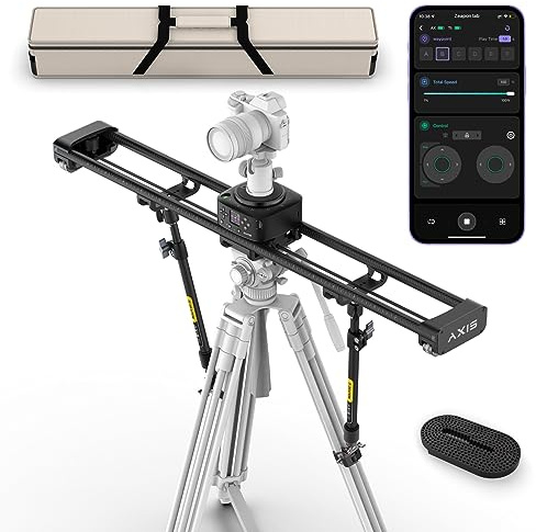 Zeapon AXIS 100 (2-axis) Multi-axis Motorized Camera Slider, 39''/ 100cm DSLR Carbon Fiber Electric Track, LCD Screen APP Control, Pan Head for 360° Panoramic Time-Lapse Follow Focus