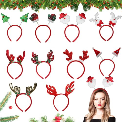 Weihnachts Haarreif, 4/10 Stück Weihnachts Haarschmuck, Rentier Haarreif, Kopfschmuck Weihnachten, Weihnachts Kostüm Zubehör, Christmas Decorations, Weihnachten Deko, Weihnachten Photo Booth Props