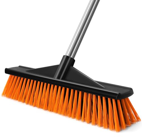 Newthinking Balai d'extérieur très résistant, long manche avec tête de brosse de 40 cm de large, grand balai rigide pour balayer votre cour, jardin et terrasse