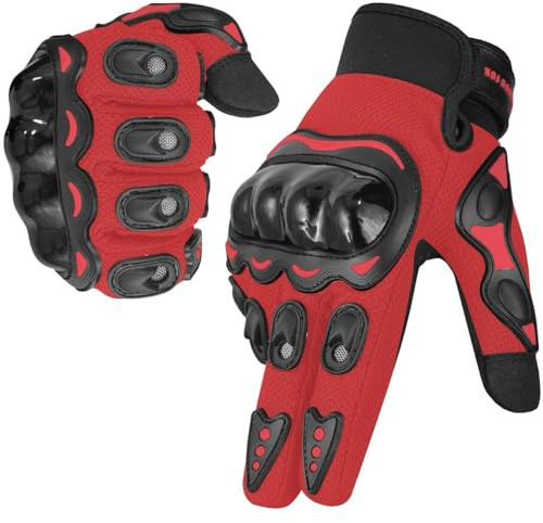 WESTWOOD FOX Guanti da moto per uomo e donna, guanti da moto con dita intere, per BMX, MX, ATV, MTB, equitazione, caccia, arrampicata e sport all'aria aperta (S, ROSSO)