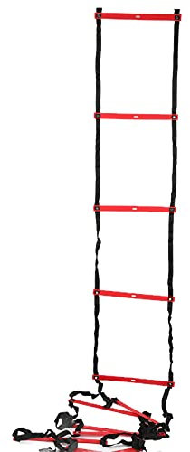 HUAOSN Fixed Movable Ladder, Speed Ladder, Training Ladder for Football, Football Exercise Set, Football Speed Rope Ladder for Football Exercises, Sports Training, 6 m, 12 Rungs (Red)