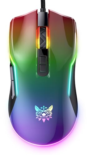 PHNIXGAM Wired Gaming Mouse, Ergonomic Programmable Computer Mouse with RGB Backlight, Adjustable DPI UP to 12800 for Windows Mac