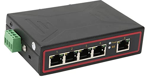 Switch Fast Ethernet industriale non gestito a 5 porte, Switch di rete Switch Ethernet su guida DIN per esterni, 4 porte e 1 Uplink, 10 Fast Ethernet da 100 Mbps