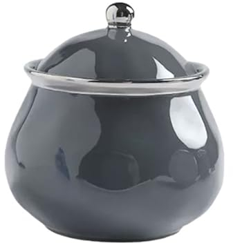 BISCALO Sucrier sucrier avec Couvercle Pot de saindoux en céramique Pot d'huile de Piment Domestique avec Couvercle Pot d'assaisonnement for(Noir)