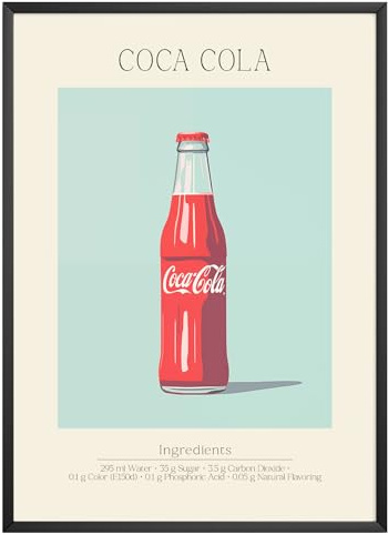 MJ-GRAPHICS® Poster Cola Bilder Küche Bild A3 Küchenbilder Deko Wohnzimmer Poster Küchen Bilder Küche Deko Bilder Poster Küche Wand Retro Poster Cocktail Küchenposter - ohne Rahmen