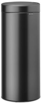 Brabantia Cubo de basura para cocina Bo Touch 30L Grande, de tacto suave con cubo interior | Cubo de fondo plano para ahorrar espacio en cocina | Solución elegante para residuos | Confident Grey