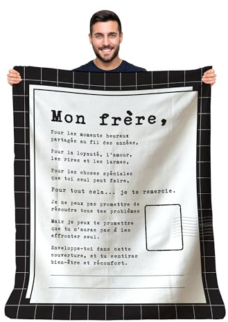 Zinello Design - Manta personalizada suave polar para regalar a su hermano. Idea de regalo inusual para un cumpleaños, Navidad, el día del padre o la boda. Manta para cama Deco (130 x 150 cm)