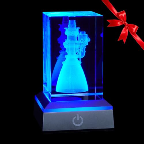 EMGTMS Y&Z SpaceX Starship Raptor 3 Engine Crystal Night Light, Indoor Figurine Lamp of 3D Rocket Engine, Full of Details of Raptor 3 Engine, Capturing Every Intricate Detail