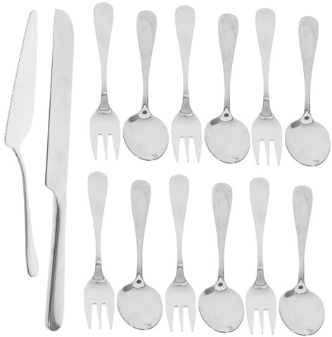 ABOOFAN Coupe-gâteau et Ensemble de Spatules pour Gâteaux Mousse Outils de Découpe pour Desserts Service à Gâteau avec Fourchettes et Cuillères