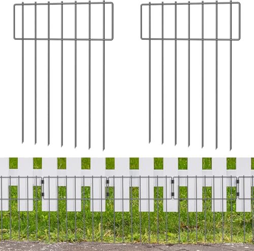 MOOACE Tier-Absperrzaun, 10 Stück dekorative Zaunumrandung, rostfreie Metall-Zaunplatten, 43 cm H x 3 m Gesamtlänge