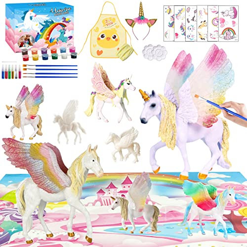 Withosent 44pcs Einhorn Bastelset Kinder, Spielzeug Einhörner Bemalen Malset,Bastelsets für Kinder Geschenk Mädchen 3 4 5 6 7 8 Jahre,Ostern Geschenke