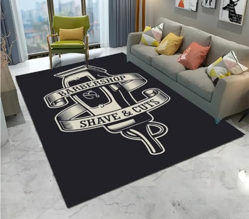 SHAOPENGA Zone Tapis Barber Shop Crâne Vintage Signe Tapis Tapis pour La Maison Salon Chambre Canapé Paillasson Tapis Antidérapant Sol 80X120Cm