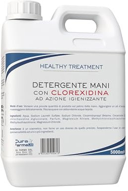 Sapone Mani 5L – Sapone Liquido Delicato e Profumato Clorexidina - Formato Risparmio 5000 ML – Per tutti i tipi di pelle - Originale Cura Farma