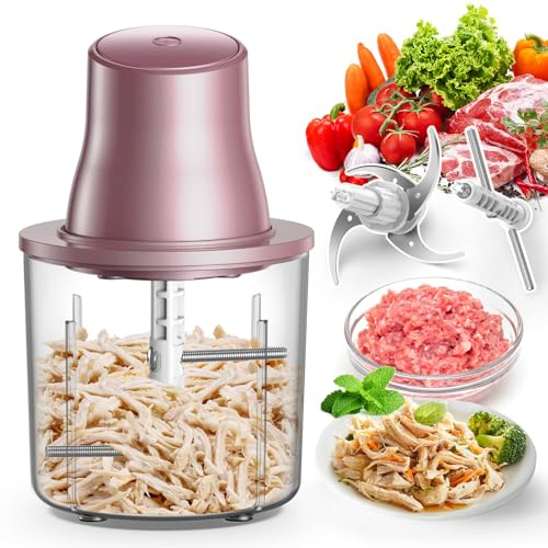 Zerkleinerer Elektrisch,1.5L Küchenmaschine Hähnchen Zerkleinerer Chicken Shredder,250W Zwiebelschneider Elektrischer Gemüsezerkleinerer,Multizerkleinerer für Babykost Nüsse Gemüse Obst Fleisch