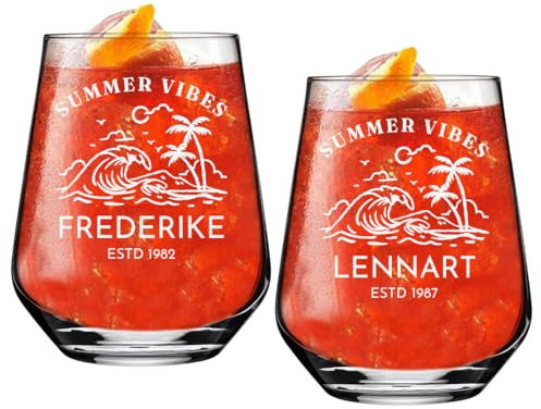 polar-effekt Aperol Lot de 2 verres à apéritif, 425 ml, avec gravure, personnalisables, avec nom, verres à cocktail, pour boissons, jus et eau
