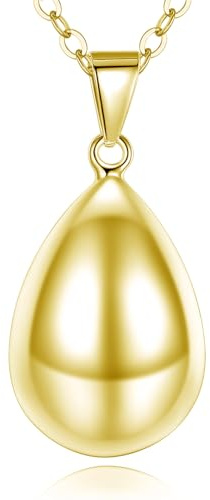 CELESTIA Llamador de Angeles Embarazada Oro Collar el Llamador de Angeles con Colgante Gota de Agua- 114cm Cadena Larga, Joyería Regalo para Futuras Mamas
