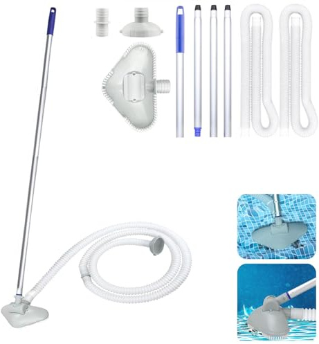 Pool Staubsauger, Pool Zubehör Poolsauger mit Teleskopstange, Pool Handsauger mit Schlauch und Bürste, Poolsauger Bodensauger zum Reinigung für Pools, Whirlpools, Spas (A)