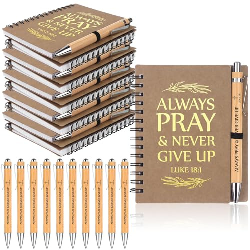 20Pcs Christian Retractable Ballpoint Pen Spiral Notebooks Christian Gifts Bulk Include 10 Spiral Journal 10 Bible Verse Pens for Men Women Office School Church Religious Party Favors Religious Gifts