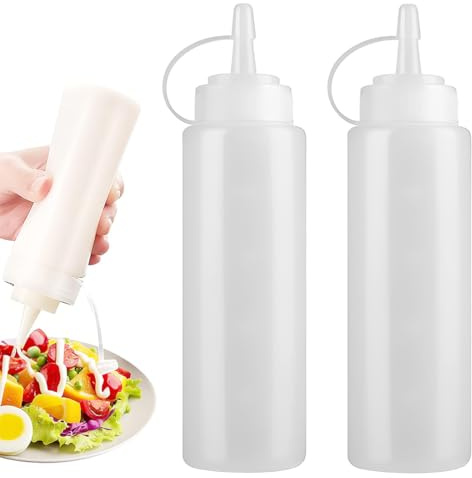 LACHT Squeeze Flasche,2 PCS 8oz Plastik Quetschflasche Dosierflasche mit Kappen,saucenflasche,Condiment Flaschen für Drip Cake Backen, Ketchup, Scharfe Olivenöl, 250ML