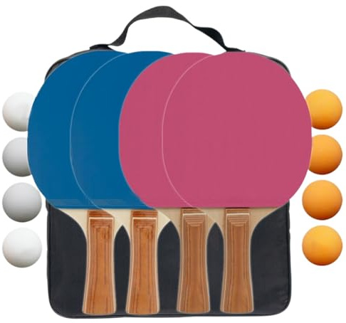 Tischtennis Set - Tischtennsis Schläger | Tischtennis Spiel 4 Schläger | Schlägerr Kombi 8 Ball Versorgung | Sportausrüstung Für Ballspiele Innen & Außen Erwachsene Jugendliche Enthusiasten
