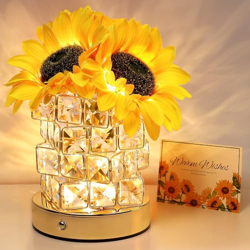 Dromlag Ewige Sonnenblume Lampe - Geburtstagsgeschenk für Frauen, 3 Farbtemperatur Modi, Touch Dimmbar, USB-C Ladung - Geschenke für Freundin Mama Oma - für Deko Wohnzimmer & Schlafzimmer Nachtlicht