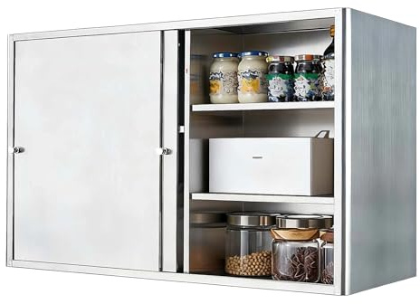 Mehrzweckschrank Metall Werkstatt mit Schiebetür Hängeschrank Küche aus Edelstahl Werkzeugschrank Hängend Küchenhängeschränke für Garage, Büro, Küche, Badezimmer, Balkon(80 * 30 * 50cm)
