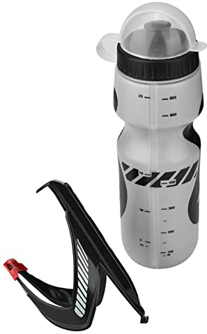 Sports Water Bottle with Bike Holder 650ml Leak Proof Cycling Water Bottle for Mountain Bikes Durable Large Capacity Free Polyethylene Black Blue Grey Red White (Grey)