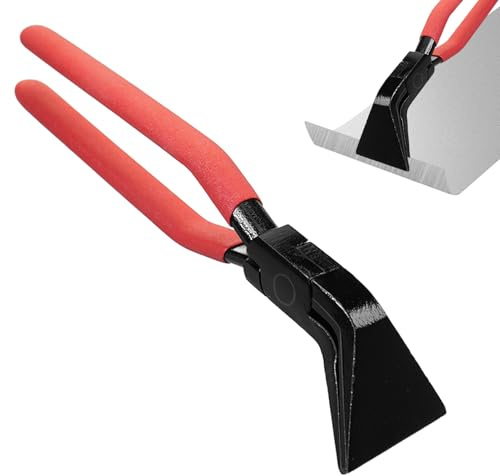 Falzzange 45°, Abkantzange Blechzange 60 mm Breit, Blechbiegezange aus Kohlenstoffstahl mit Rutschfestem Griff – Dachdecker & Spengler Werkzeug zum Biegen und Glätten von Blechen
