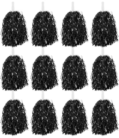 FIXOSHEE 12pezzi Pompon da Cheerleader Manico Ergonomica Accessori Sportivi per Tifo Decorazione Festa Resistenti allo Sbiadimento Affidabilità Antiscivolo per Routine Cheerleading e Danza