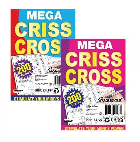 Squiggle A5 Mega Criss Cross Paperback Puzzle Book Over 200 112 Sheets 54gsm Newsprint Paper Lot Of 2
