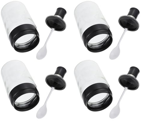 LALADEFIEE 4 Piezas Botellas para Aceite con Brocha y Tapa Integrada Recipientes Transparentes para Condimentos y Especias Frascos Versátiles para Cocina y Barbacoas Diseño Anti-polvo y