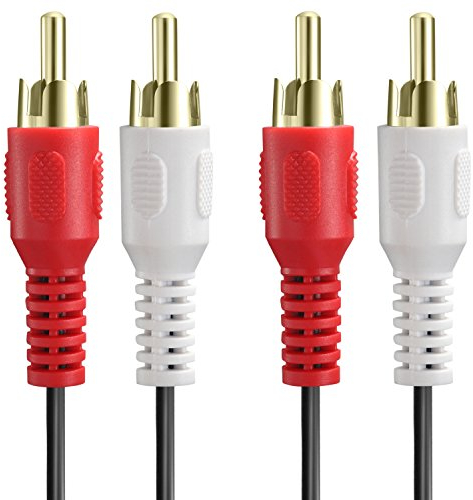 Fosmon RCA câble (6 FT) 2RCA Mâle à 2RCA MâleStéréo Audio Câble, Composite Audio [Droite/À Gauche] 2 RCA Plug M/M connecteur Rouge et Blanc pour A/V Reciever, amplificateur, projecteur, Home Cinéma