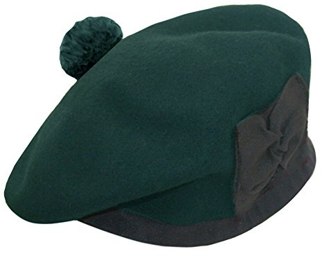 Maze Wool Balmoral Bonnet Hat Scottish Piper Green Beret Cap Head Dress Size 58cm UK 7 1/4 US 7 3/8