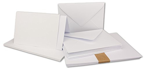 50x Faltkarten SET DIN A6/C6 mit Brief-Umschlägen in Hochweiß/Kristallweiß - inklusive Einleger - 14,8 x 10,5 cm - Premium Qualität - FarbenFroh