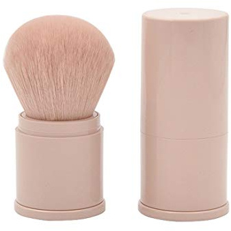 RN BEAUTY Retractable Powder Brushes Foundation Brush Blush Brush Bronzer Brush Face Blender Brush Professional Mineral Blending Buffing Kabuki Makeup Application Portable With Cover - Leather Pink