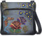 Anna by Anuschka Womens Leather Slim Shoulder Organizer, Organiseur d'épaule Fin en Cuir Peint à la Main Femme, Rose Safari Gris, Taille Unique