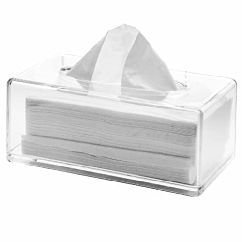 Cq acrylic Tissue Box Holder,Clear Tissue Box Cover Rectangle for Kleenex Tissue Cube Box,Napkin,Facial Tissue Dispenser Box Case for Countertop,Bathroom,Kitchen,Home,Office,10.2x5.5 Inch