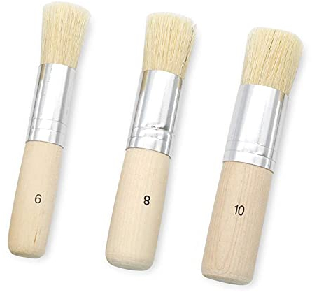 3 Stück Schablonierpinsel Holz Schablone Pinsel Naturborsten Malpinsel Striche Borsten Malpinsel für Acrylmalerei, Ölmalerei, Malschablone, DIY Kunst Handwerk Malerei Pinsel