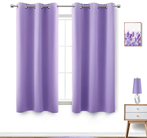 KOUFALL Lavender Purple Curtains for Bathroom Small Window 2 Panels Short Blackout Dark Curtains for Bedroom Kids Girls Room Orchid Amethyst Periwinkle, 34x45