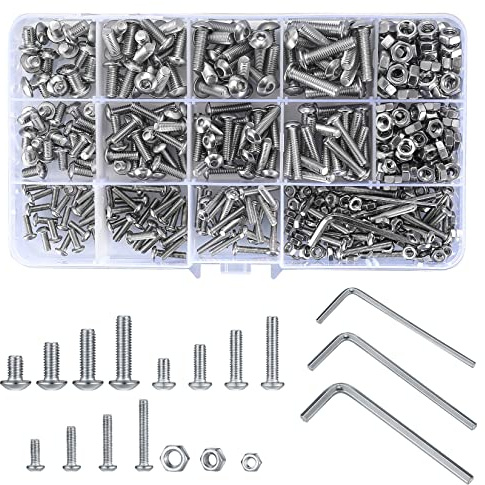 440 Stück Sechskantschrauben und Muttern, Edelstahl Innensechskant Schrauben und Muttern Kit, Innensechskantschrauben - M3/M4/M5