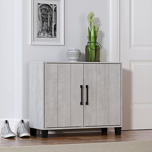 Galano Lucca 12 Paar Schuhschrank – Schuhregal – Schuhaufbewahrung – Schuh-Organizer – Schuhschrank aus Holz – einfache Montage – verstellbare Ablagen – staubgraue Eiche